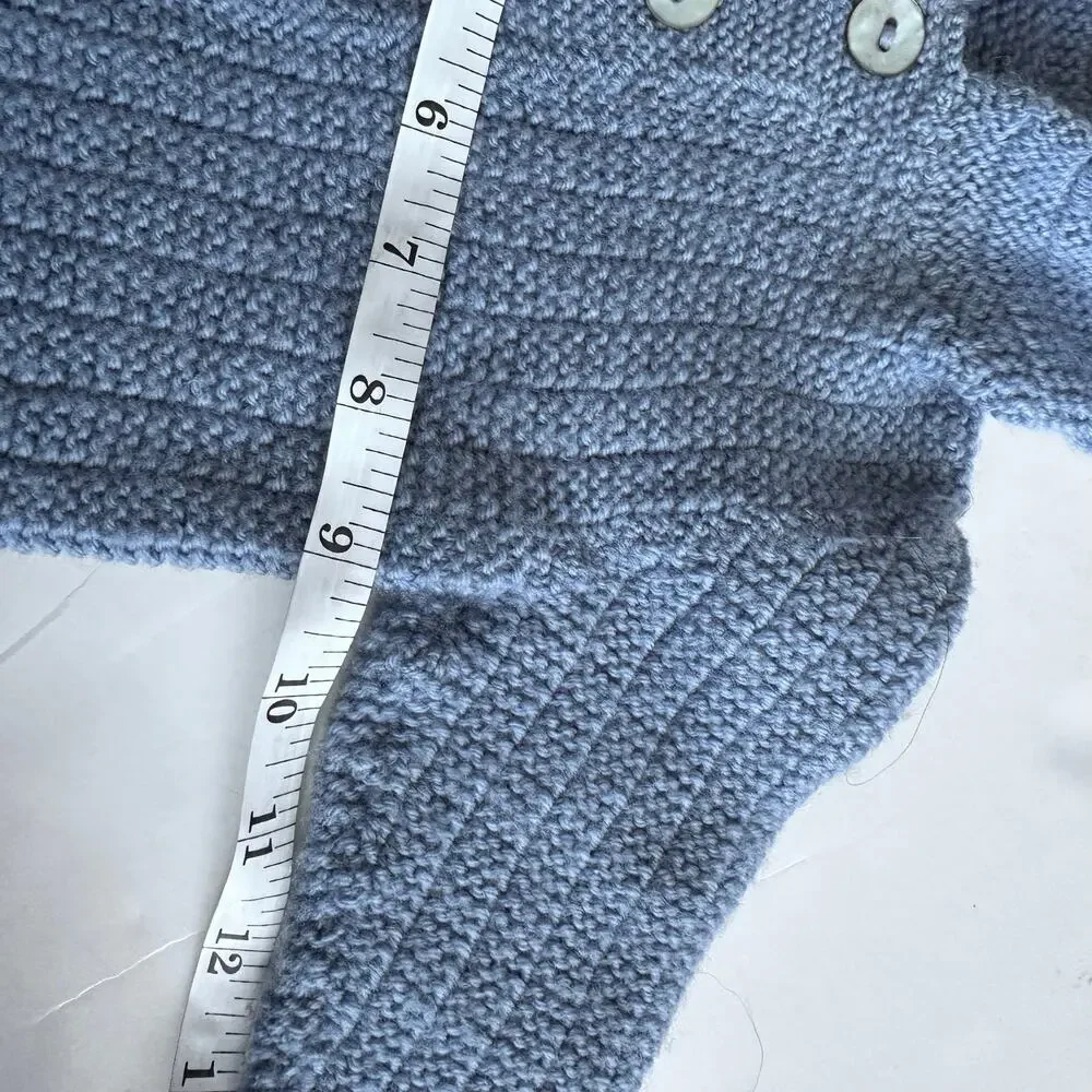Blue Vintage Knit Button-Front Hooded Sweater